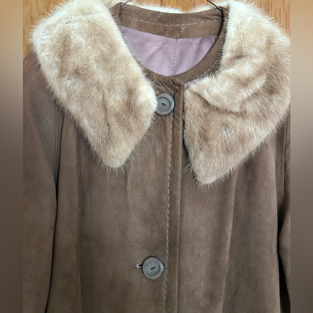 Vintage Suede Jacket with Mink Collar
